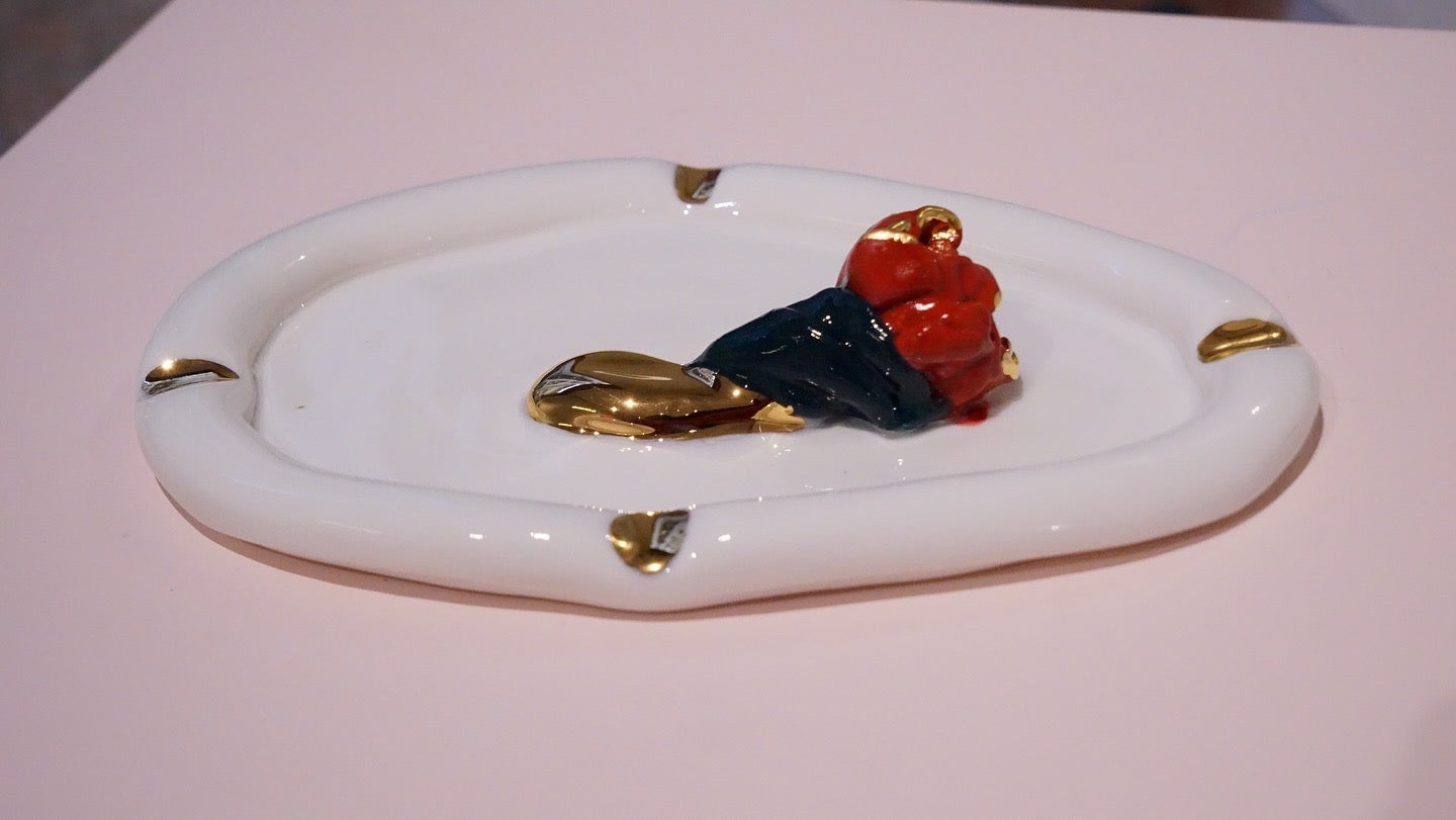 Sending a Rose Ashtray in White Porcelain