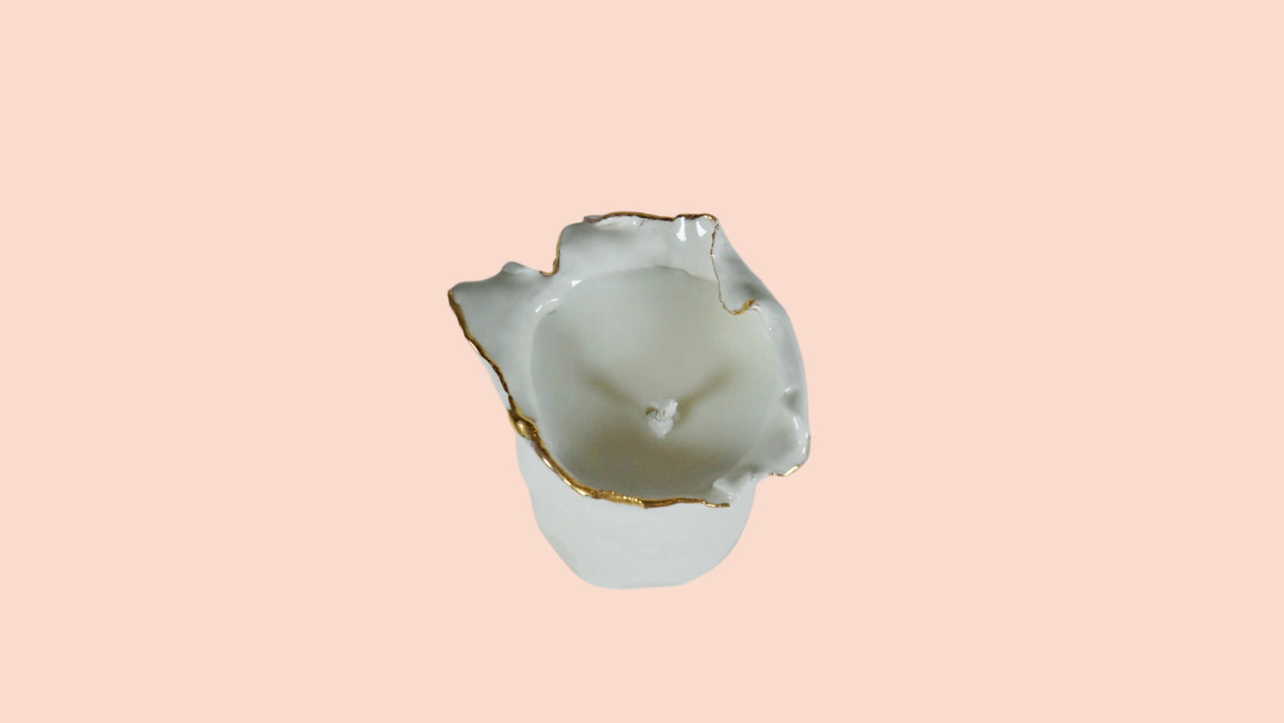 White and Gold Porcelain Candle Holder No 3