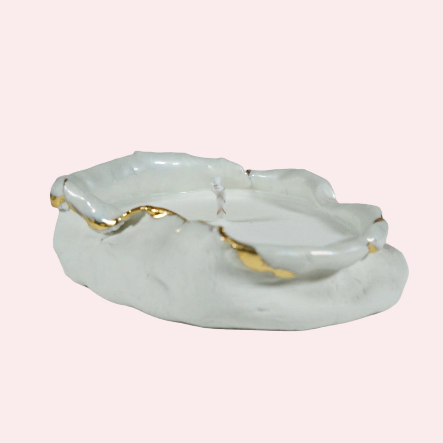White and Gold Porcelain Candle Holder No 10