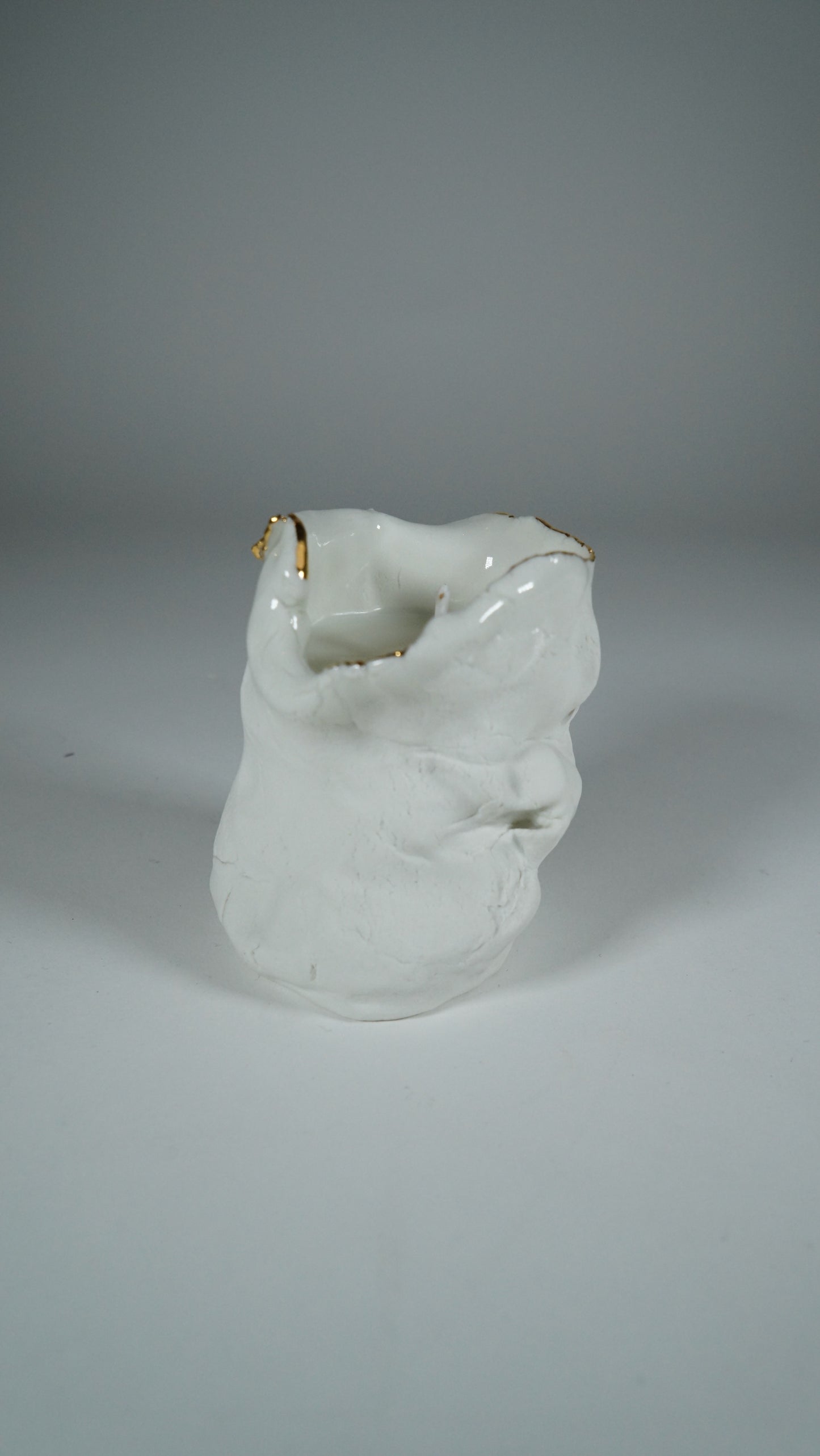 White and Gold Porcelain Candle Holder No 7