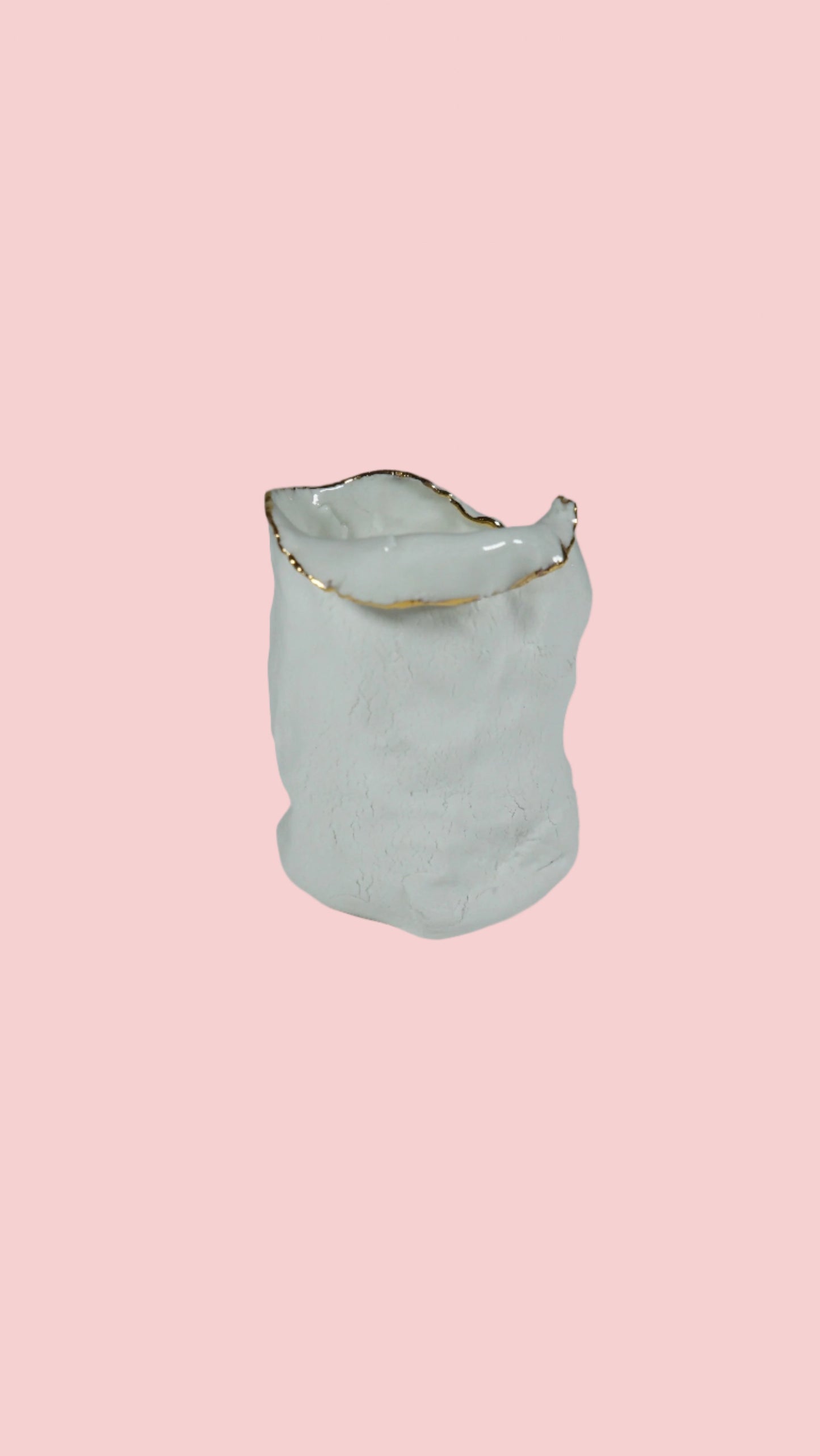 White and Gold Porcelain Candle Holder No 7