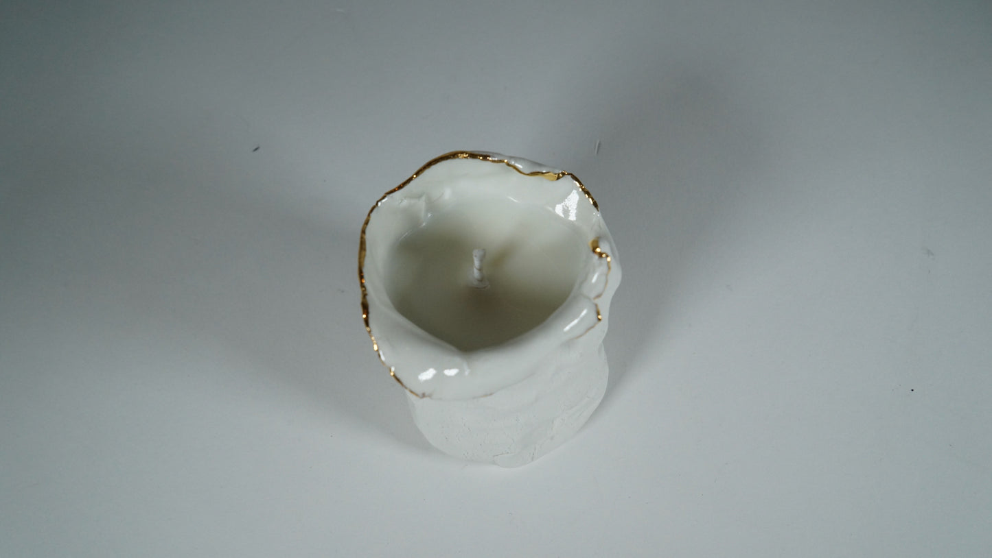 White and Gold Porcelain Candle Holder No 7