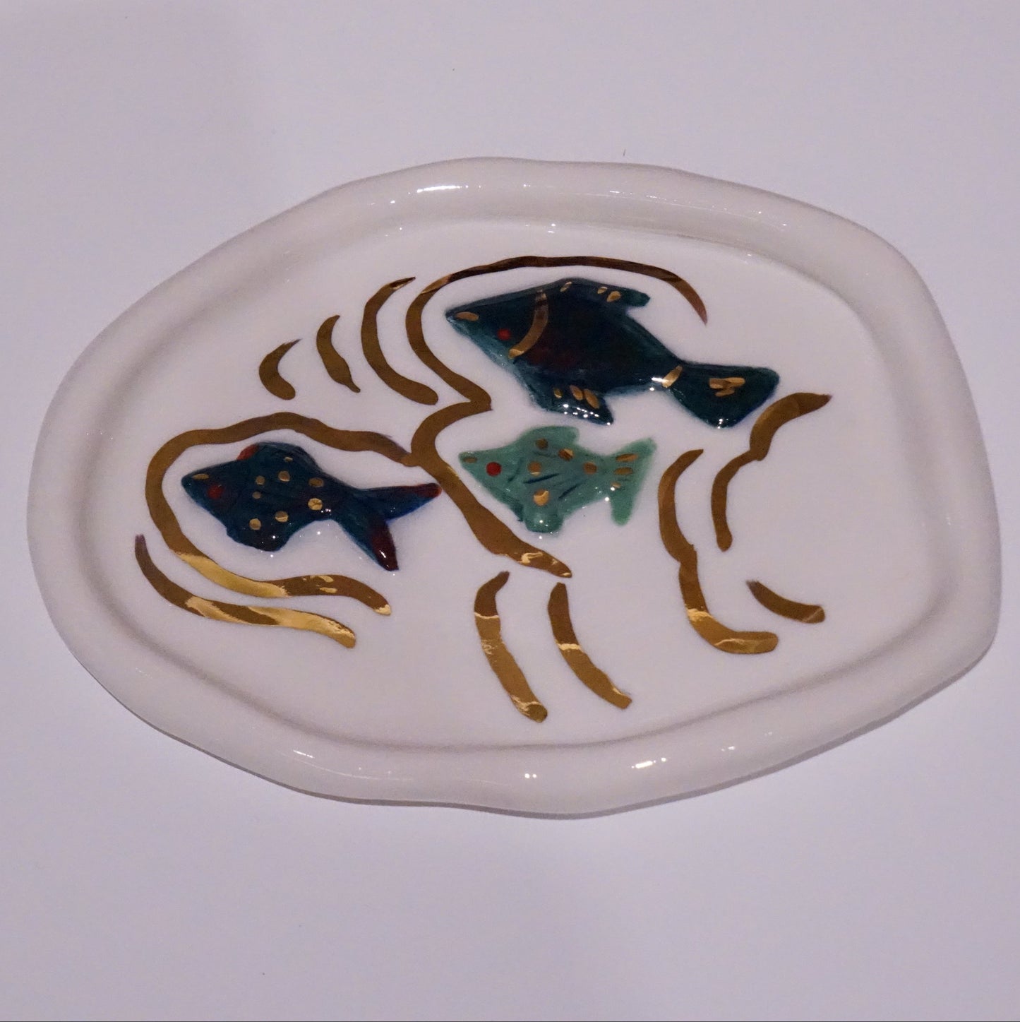 Ashtray and Fish in White Porcelain