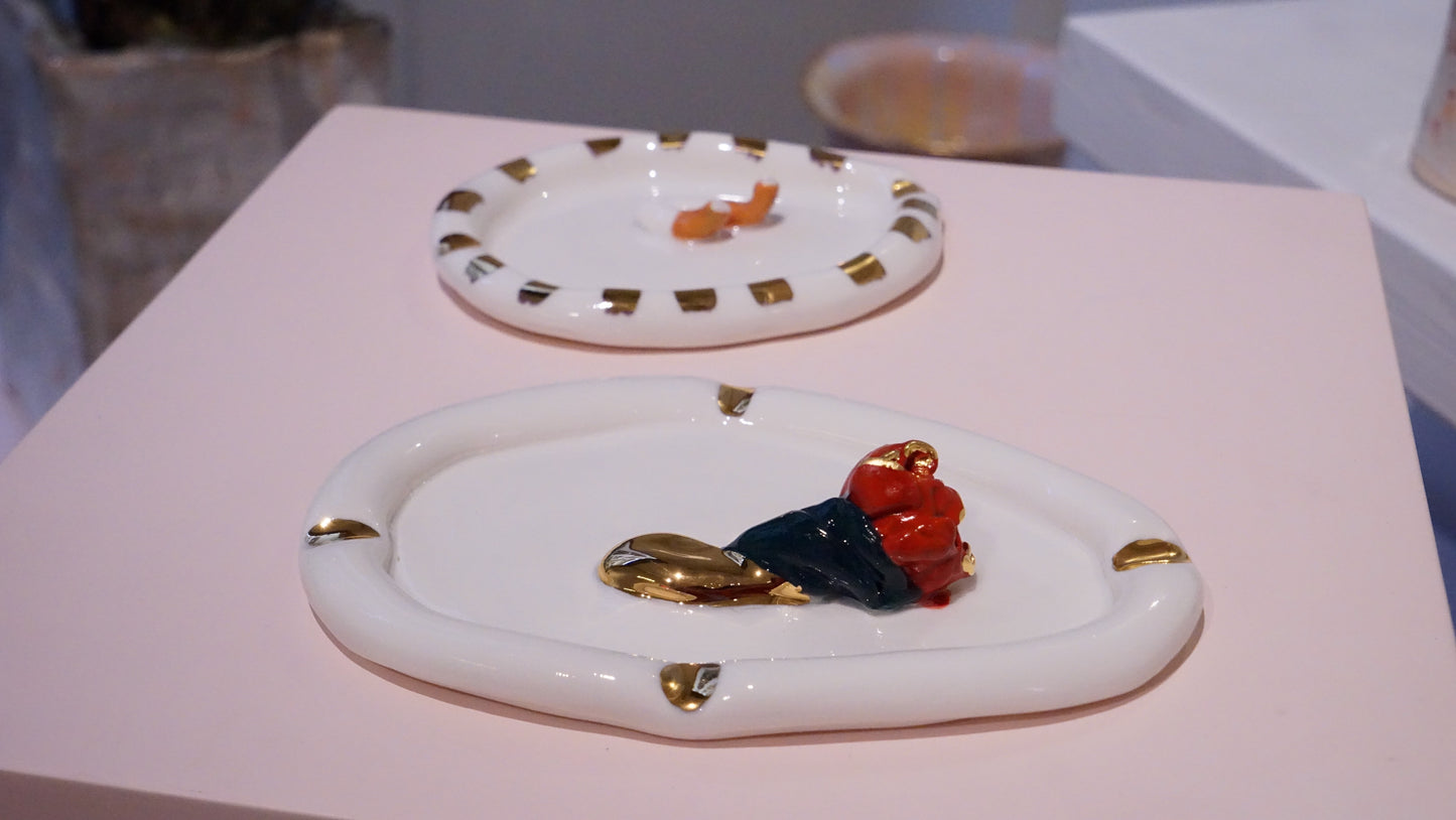Sending a Rose Ashtray in White Porcelain