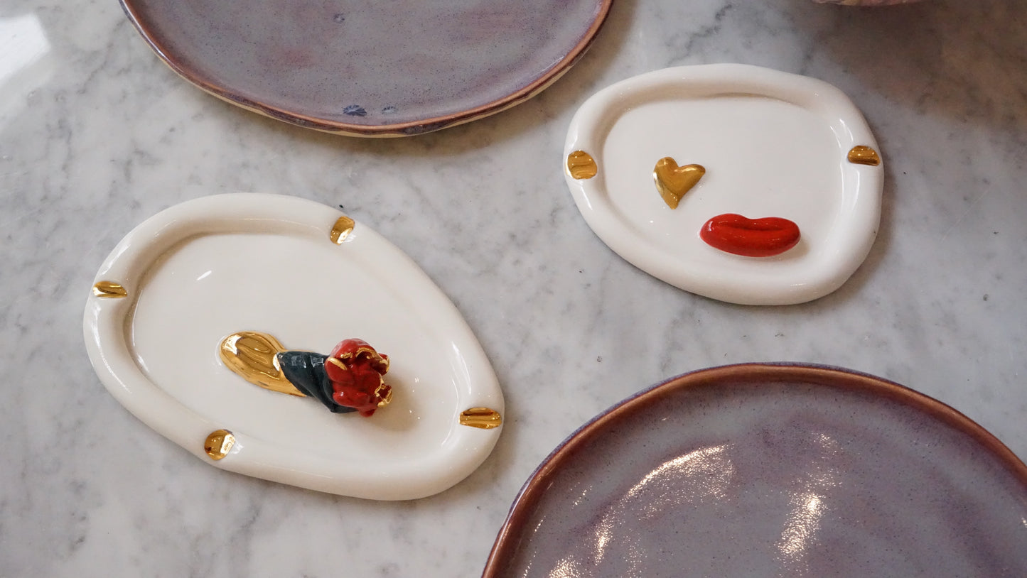 Sending a Rose Ashtray in White Porcelain