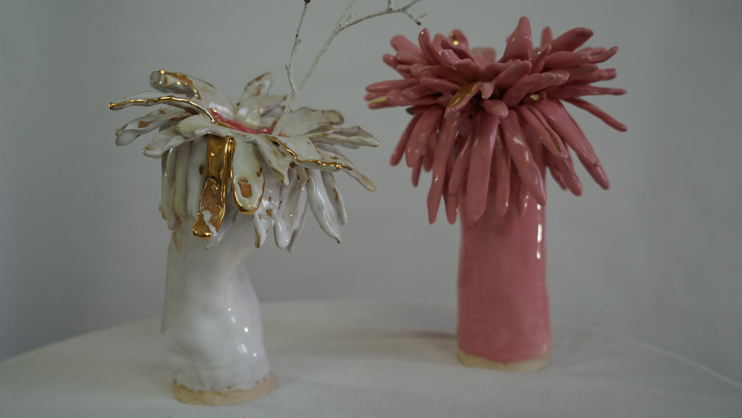 Floral Vase _ Color Variations in Pink, Whites and Bronze