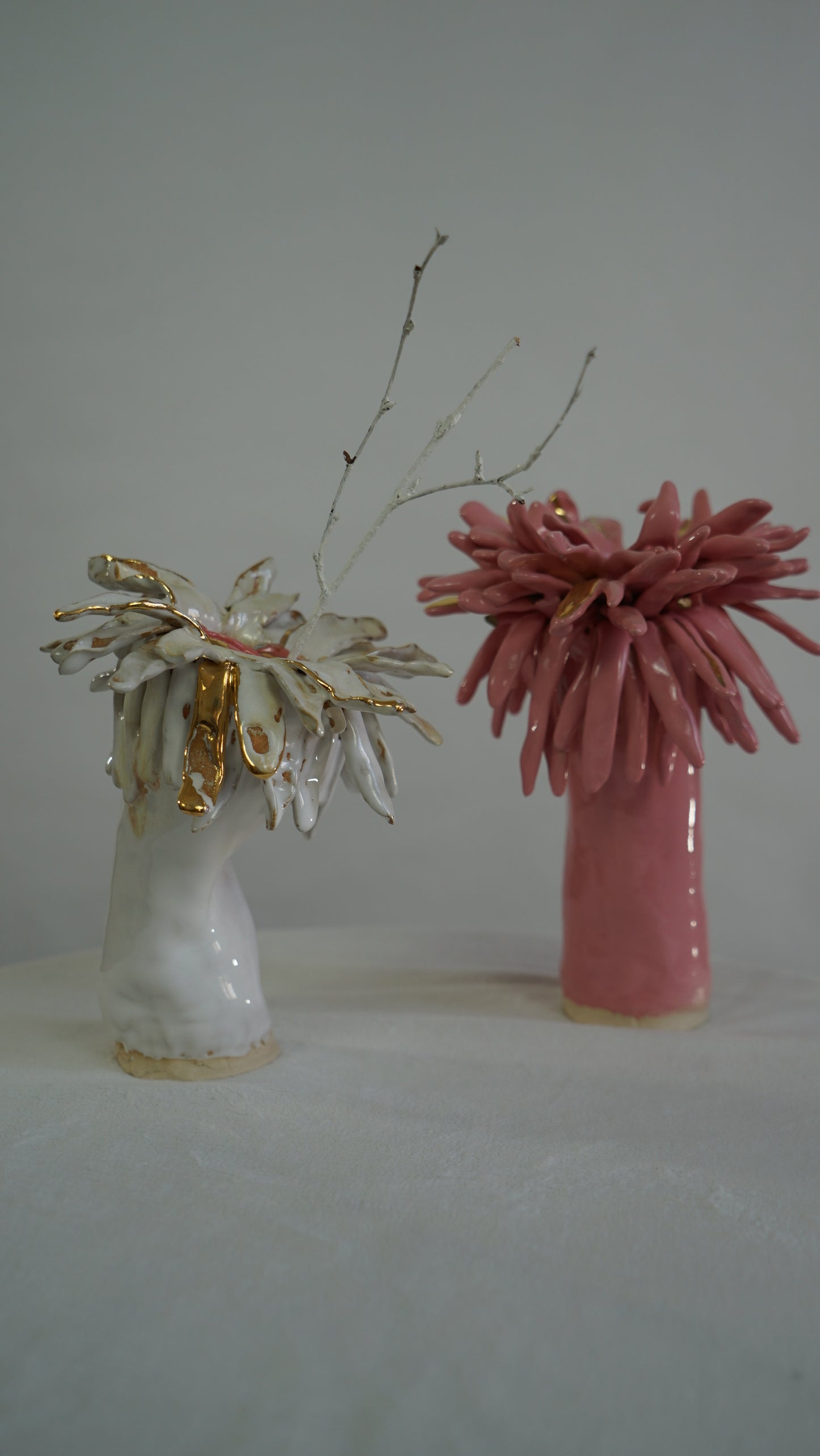 Floral Vase _ Color Variations in Pink, Whites and Bronze