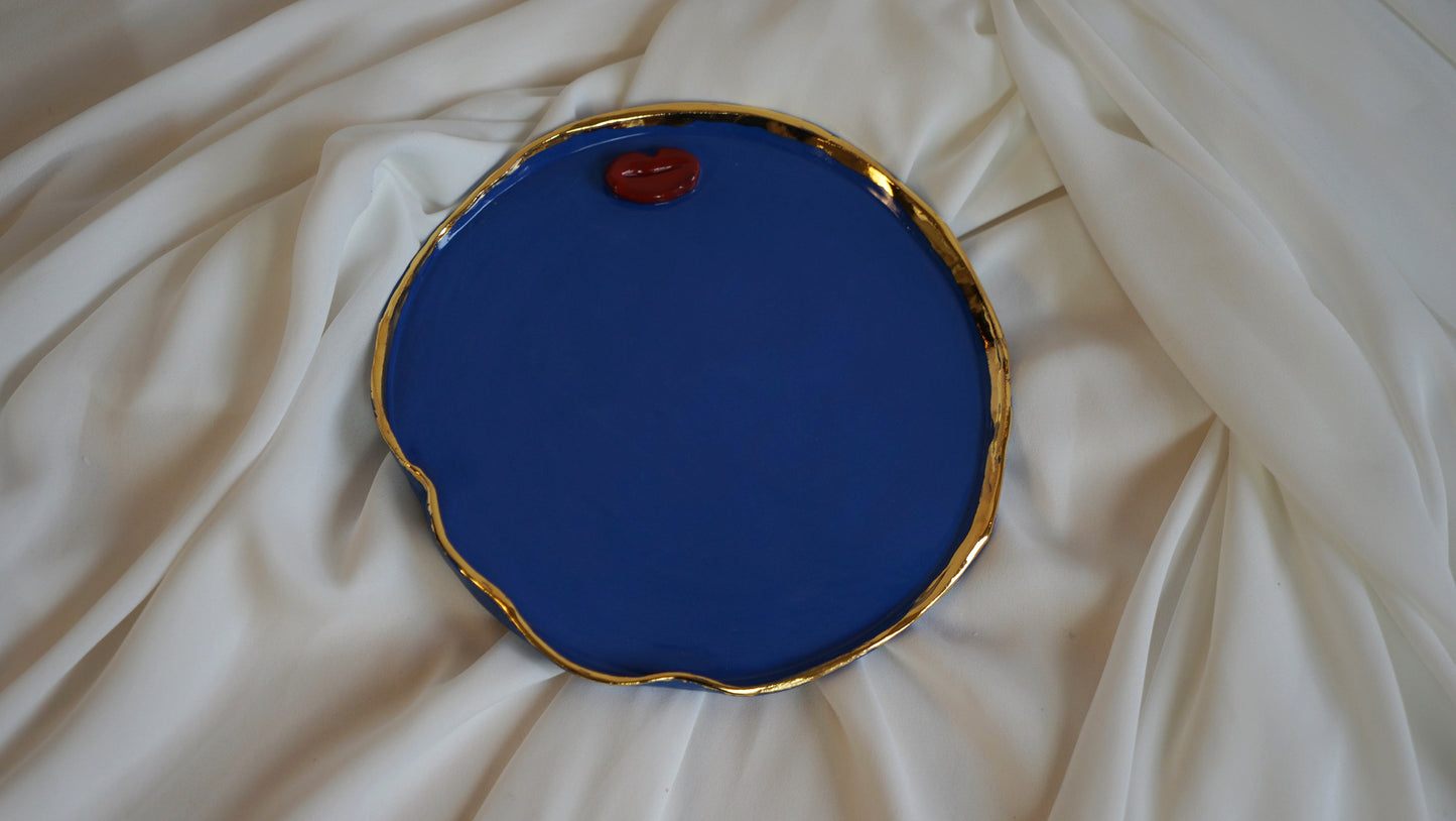 Lips Dinner Plates Set of 12 _ variations of White and Blue Porcelain