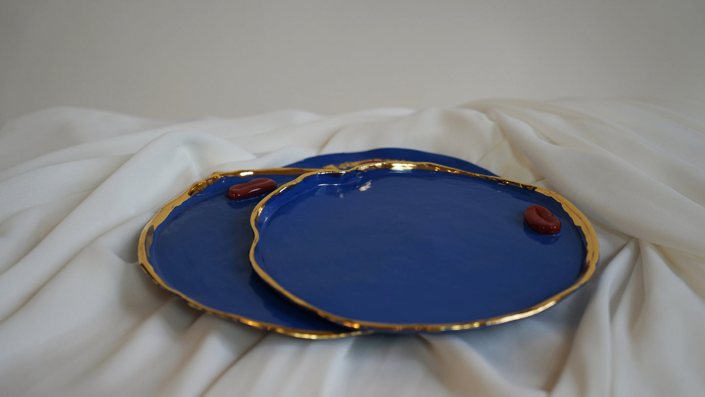 Lips Dinner Plates Set of 12 _ variations of White and Blue Porcelain
