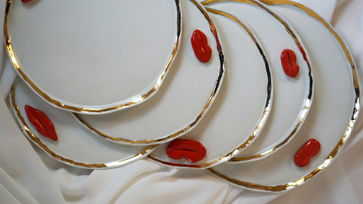 Lips Serving Desert Plate _ White and Blue Colour Variations