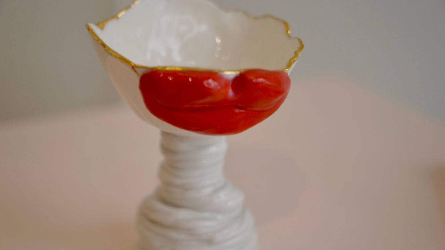Lips First Kiss Porcelain Candle Holder