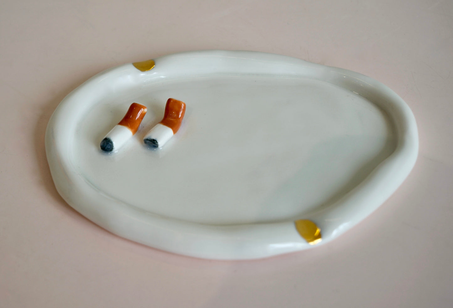 Cigarette Break Ashtray in White Porcelain