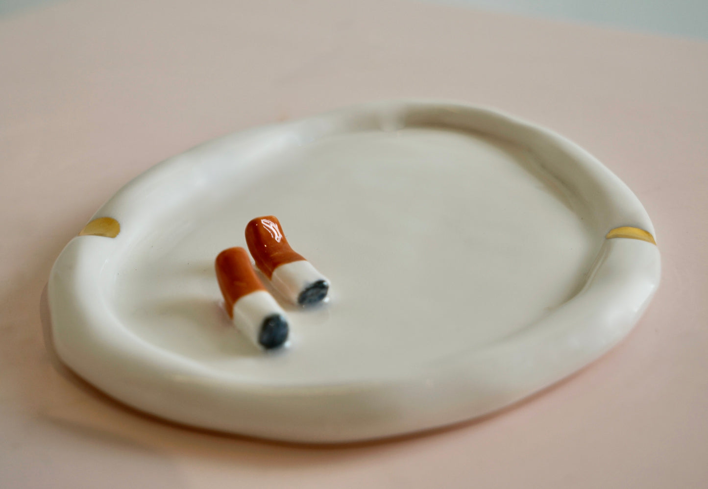 Cigarette Break Ashtray in White Porcelain