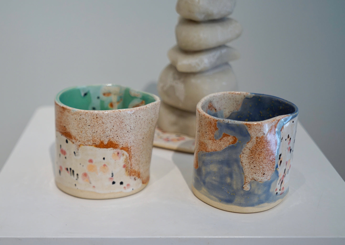 Stone Bloom Cups in Stoneware