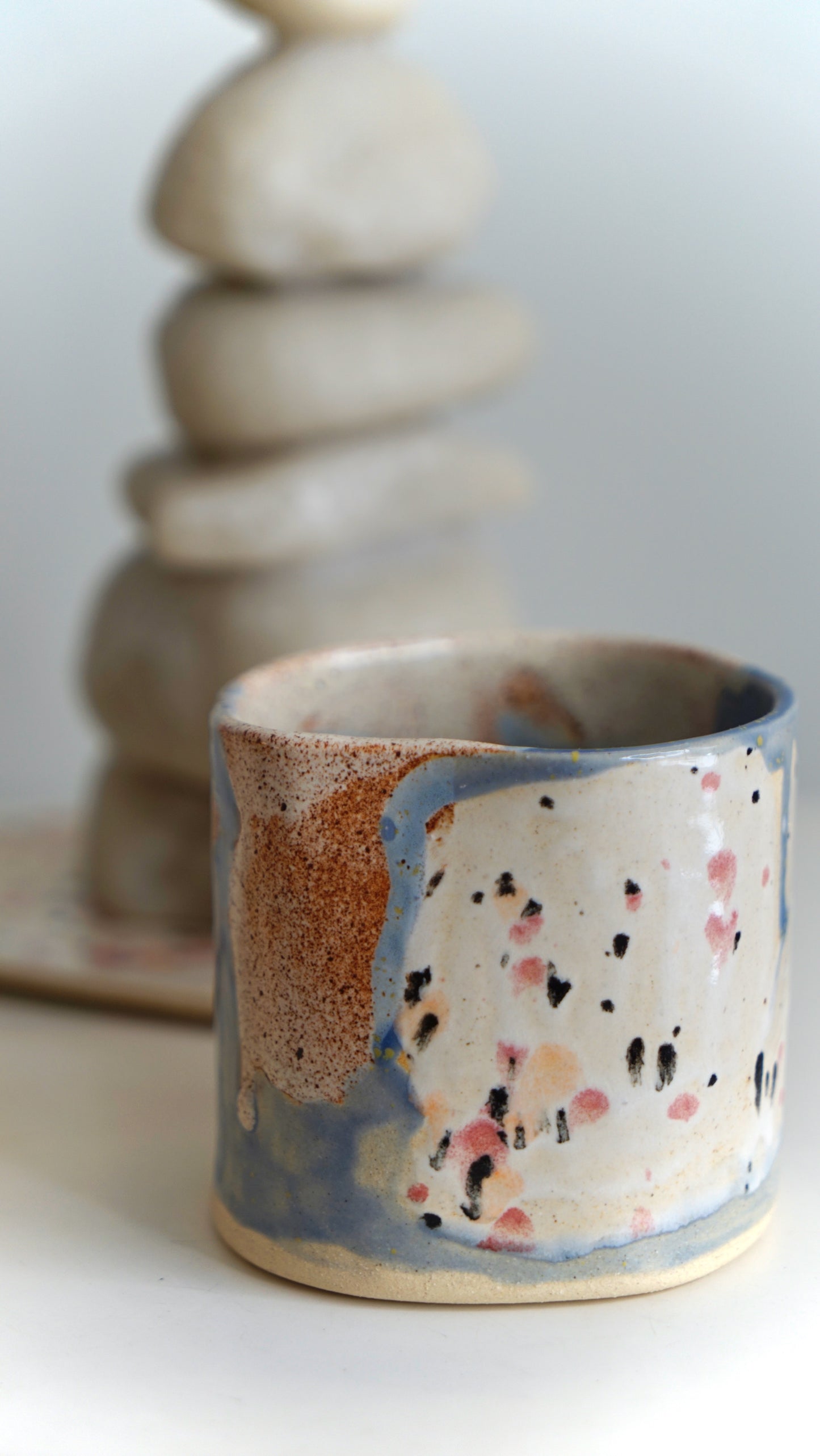 Stone Bloom Cups in Stoneware