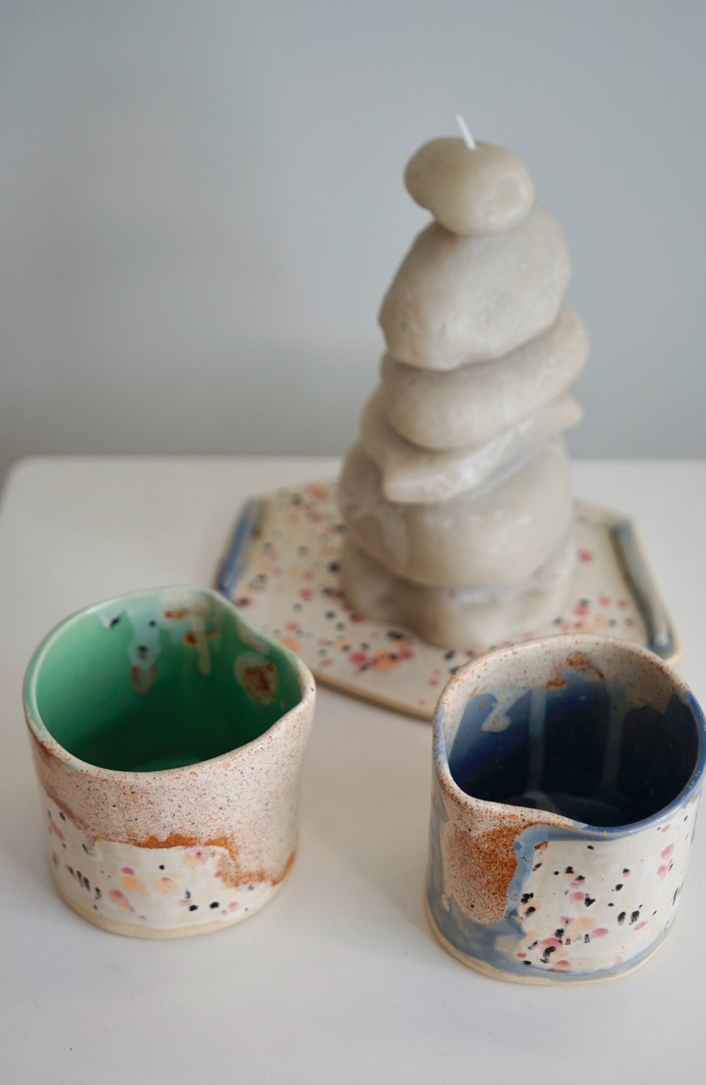 Stone Bloom Cups in Stoneware