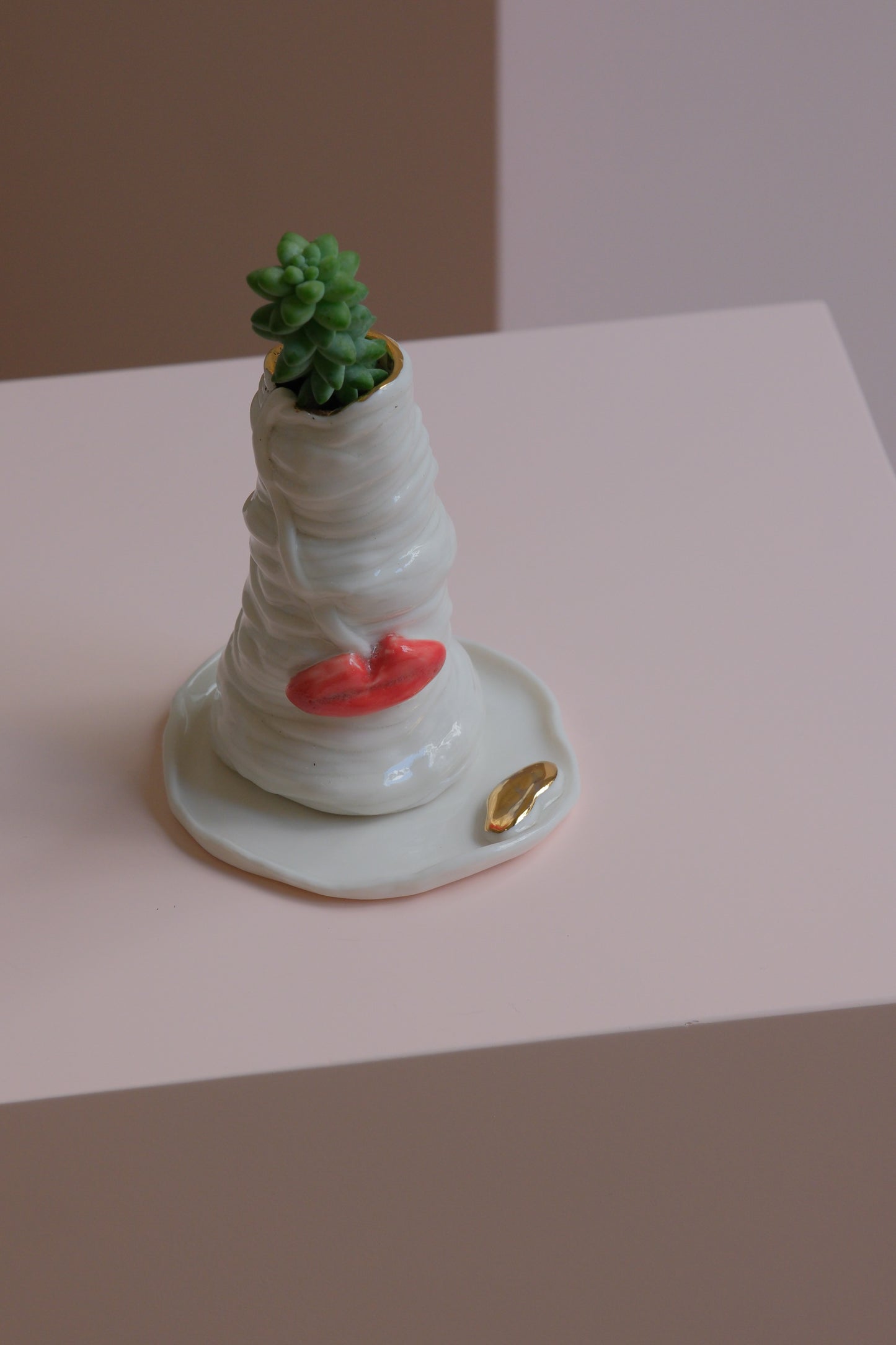 White Porcelain Lips Planter