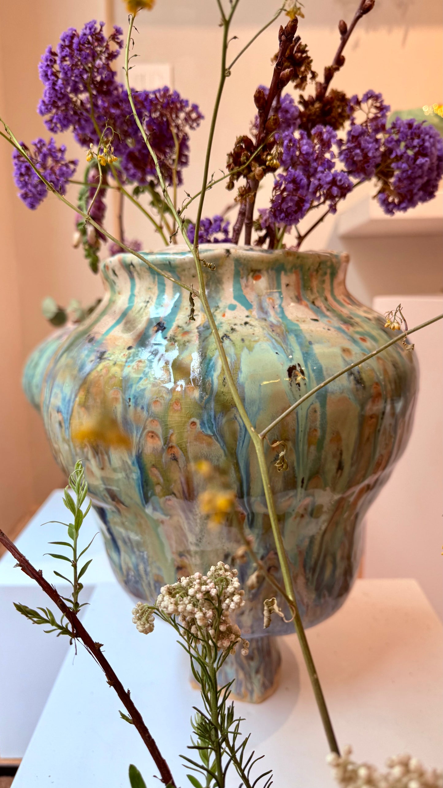 Naive Earth n Green Vessel in Stoneware