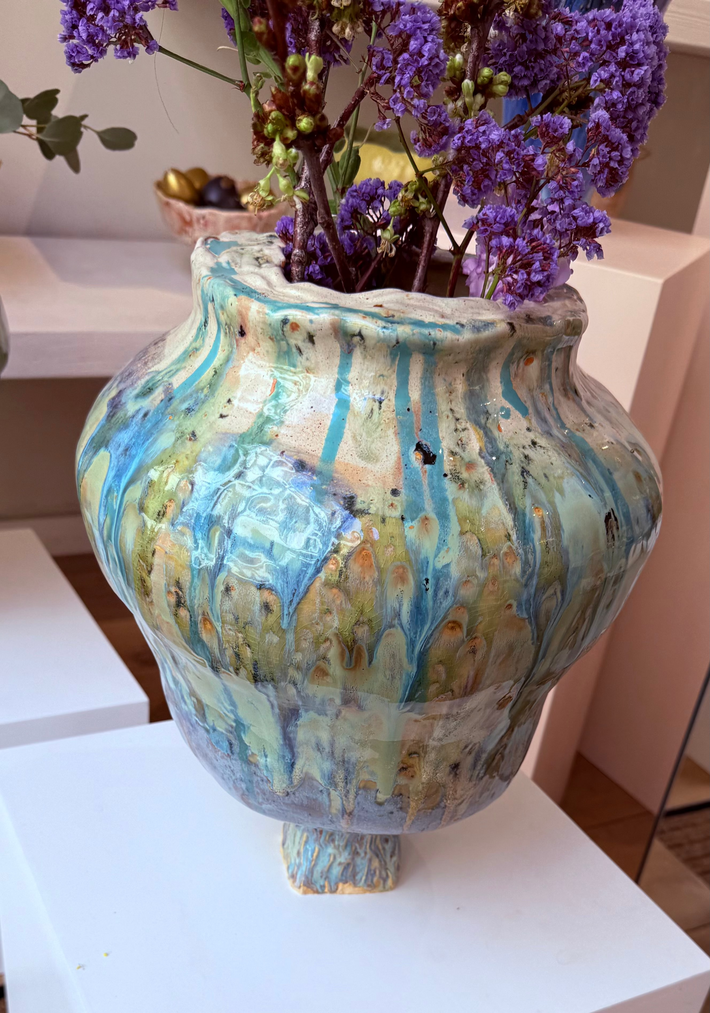 Naive Earth n Green Vessel in Stoneware