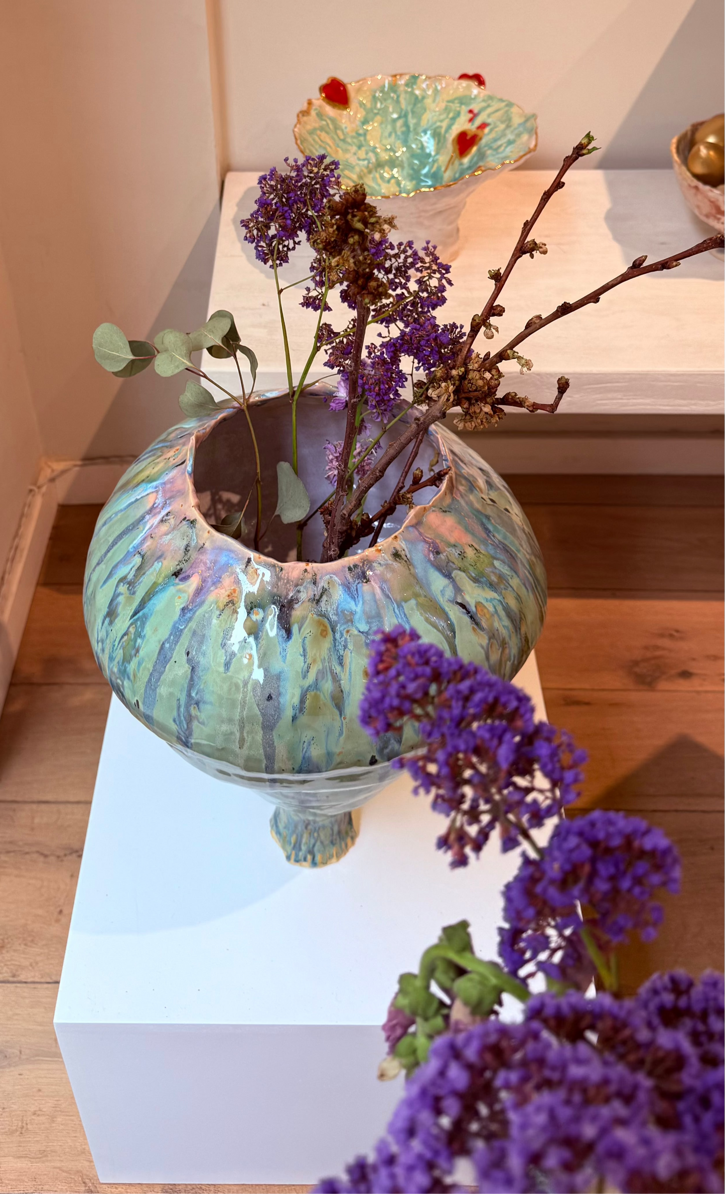 Naive Jungle Green Vessel  in Stoneware