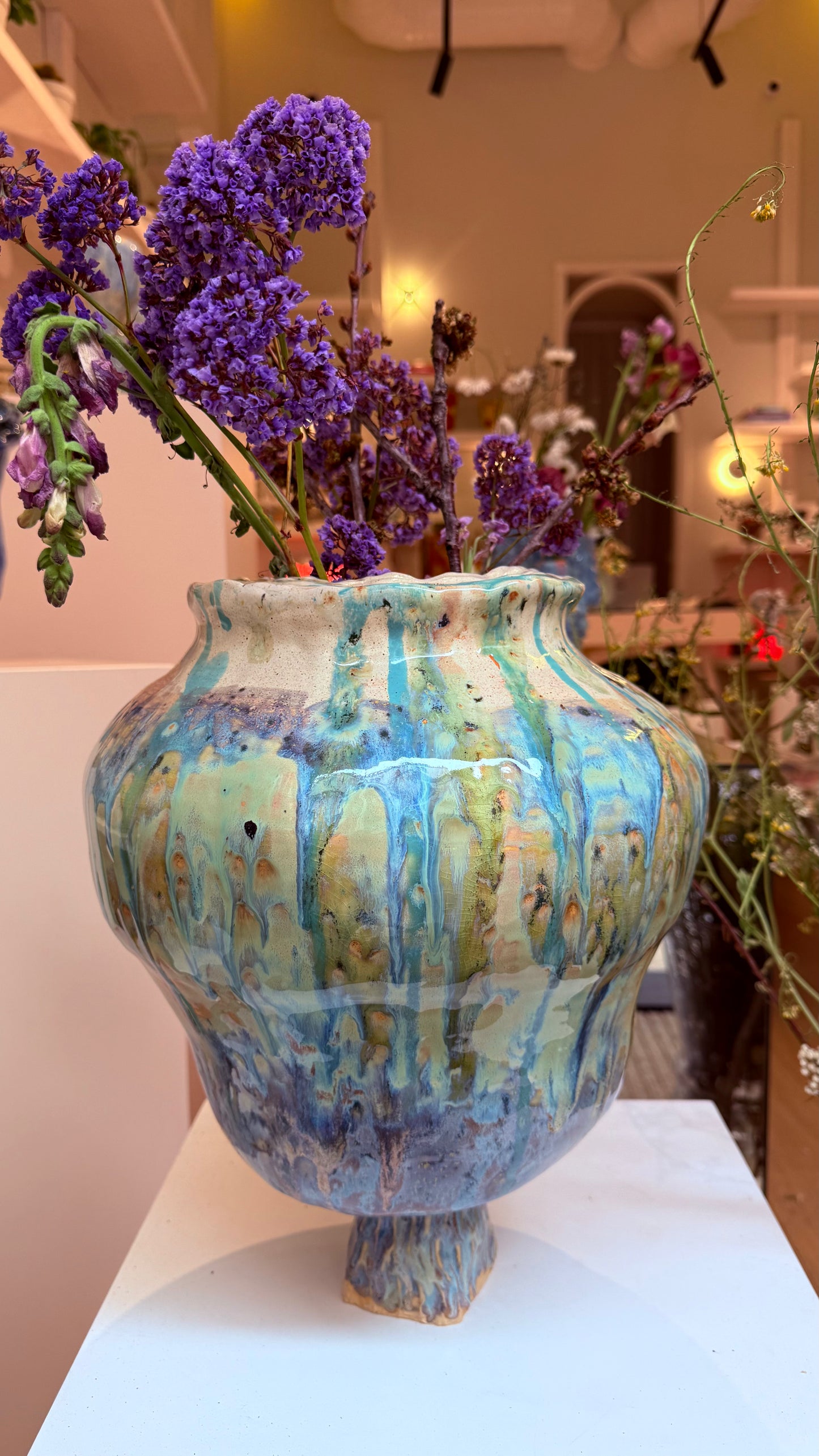 Naive Earth n Green Vessel in Stoneware