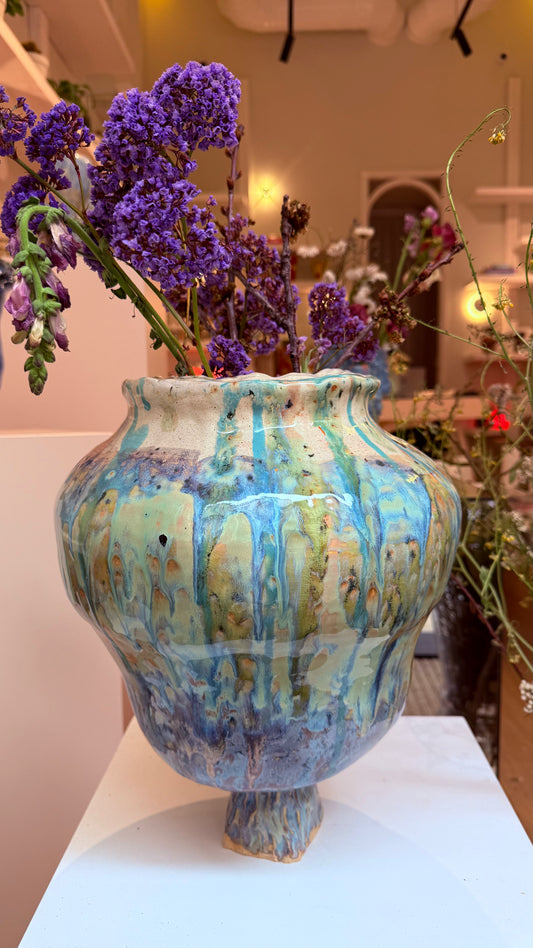 Naive Earth n Green Vessel in Stoneware