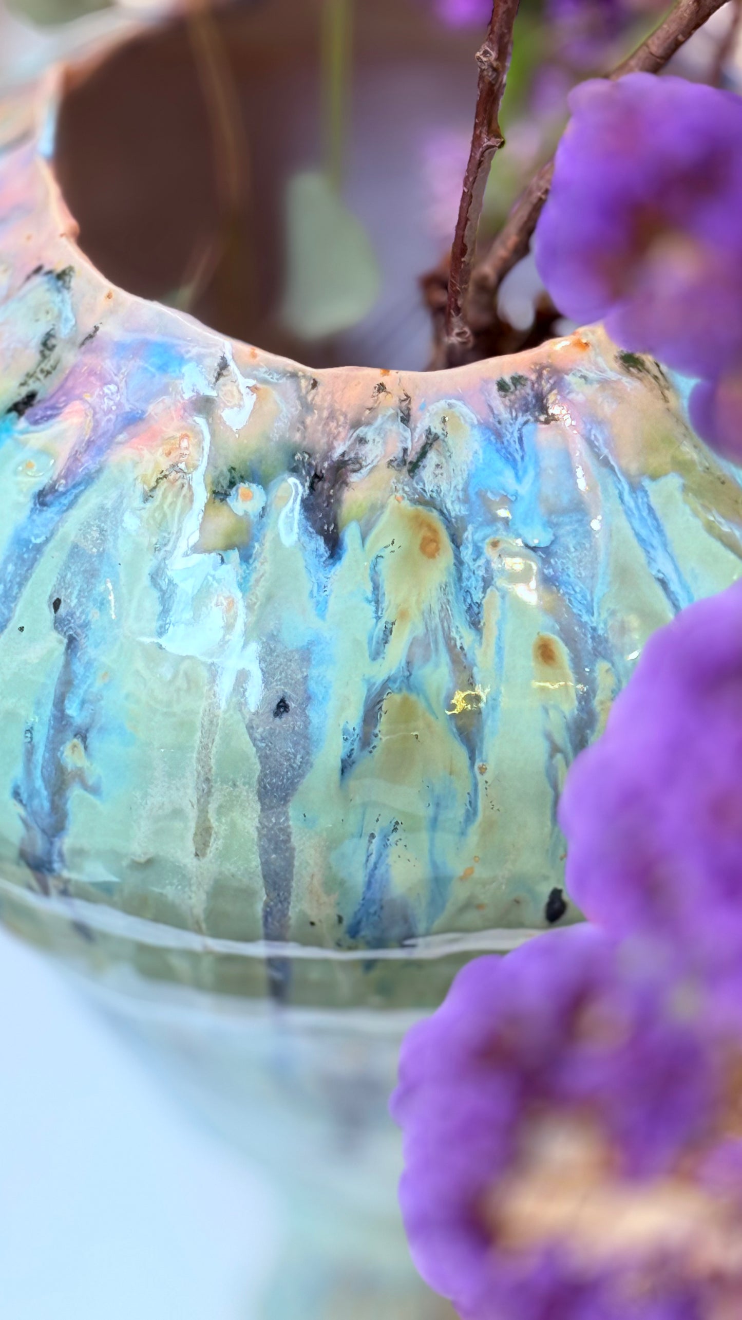 Naive Jungle Green Vessel  in Stoneware