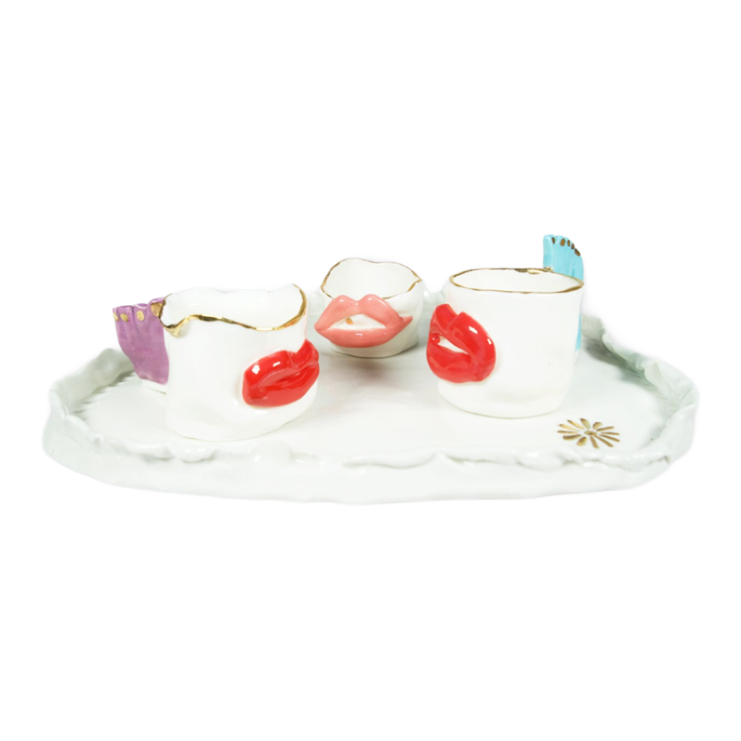 Lips Espresso Cups with Tray