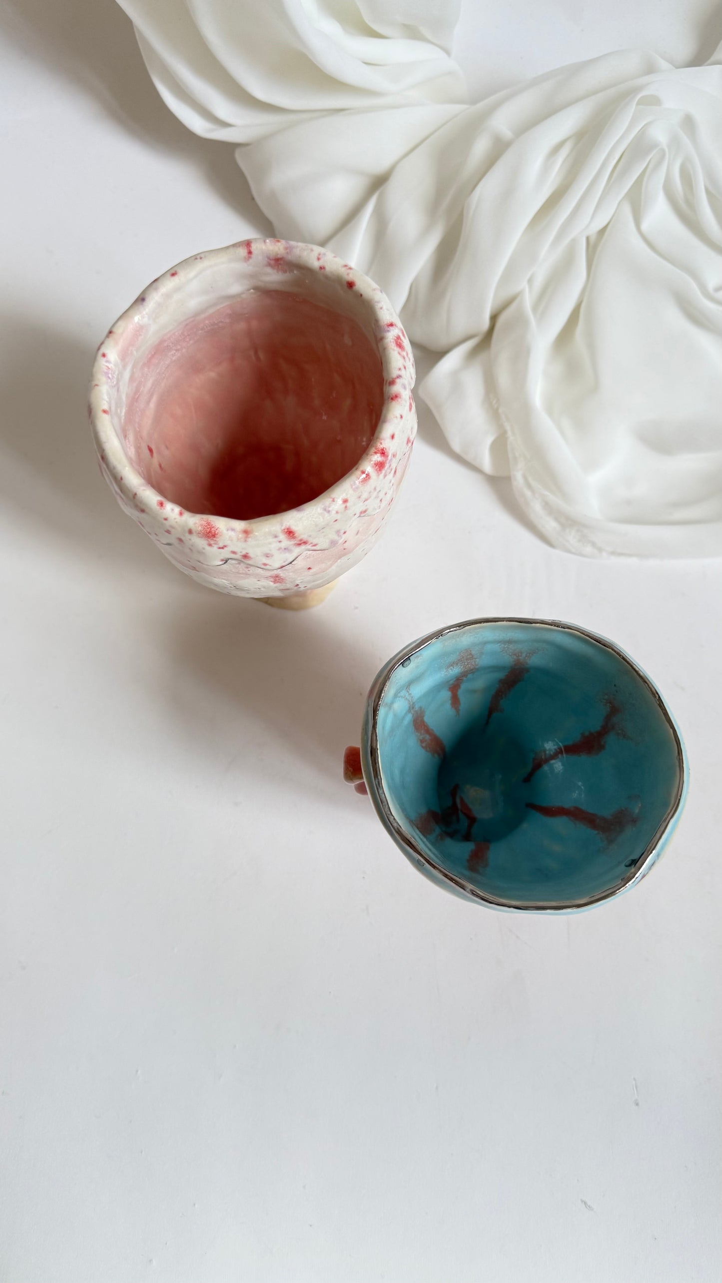 Naive Festive Stoneware Vase in Pink and Beige by Hania Jneid