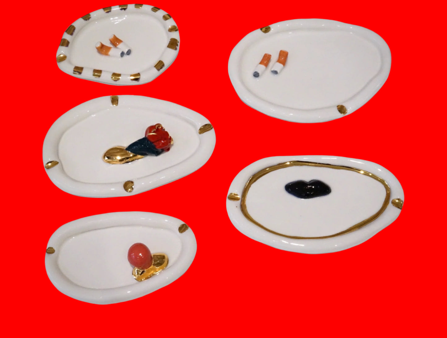 Lips Ashtray with BubbleGum in White Porcelain by Hania Jneid