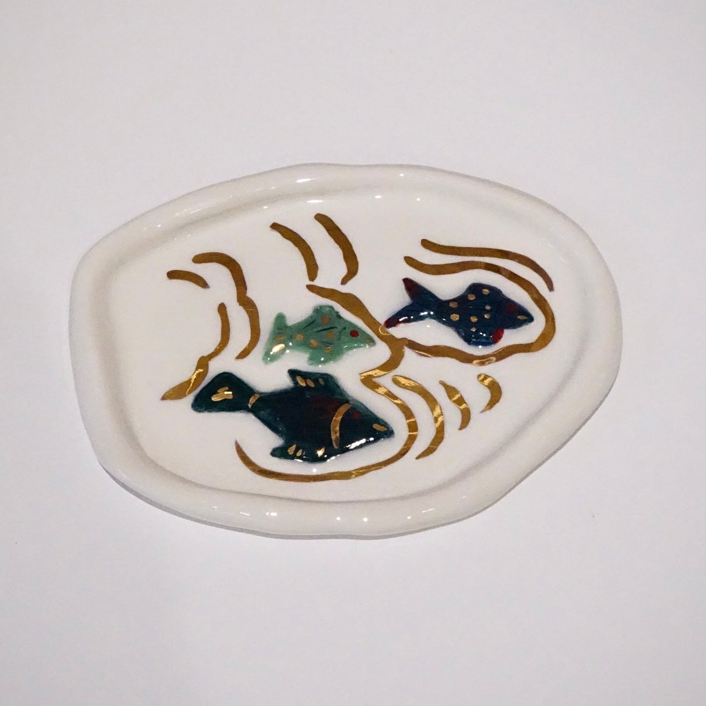 Ashtray and Fish in White Porcelain