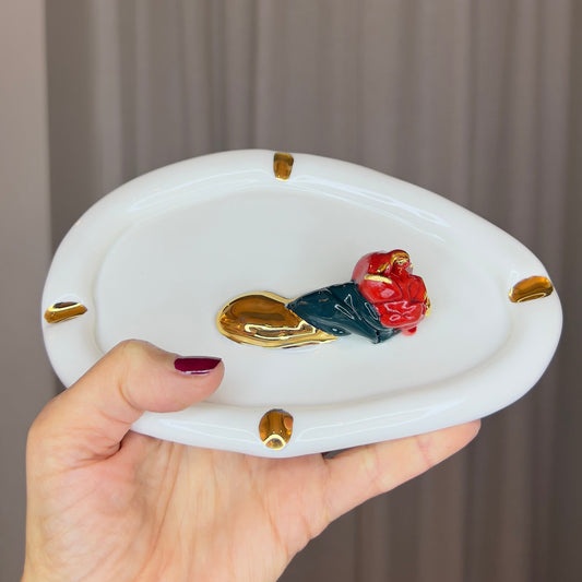 Sending a Rose Ashtray in White Porcelain