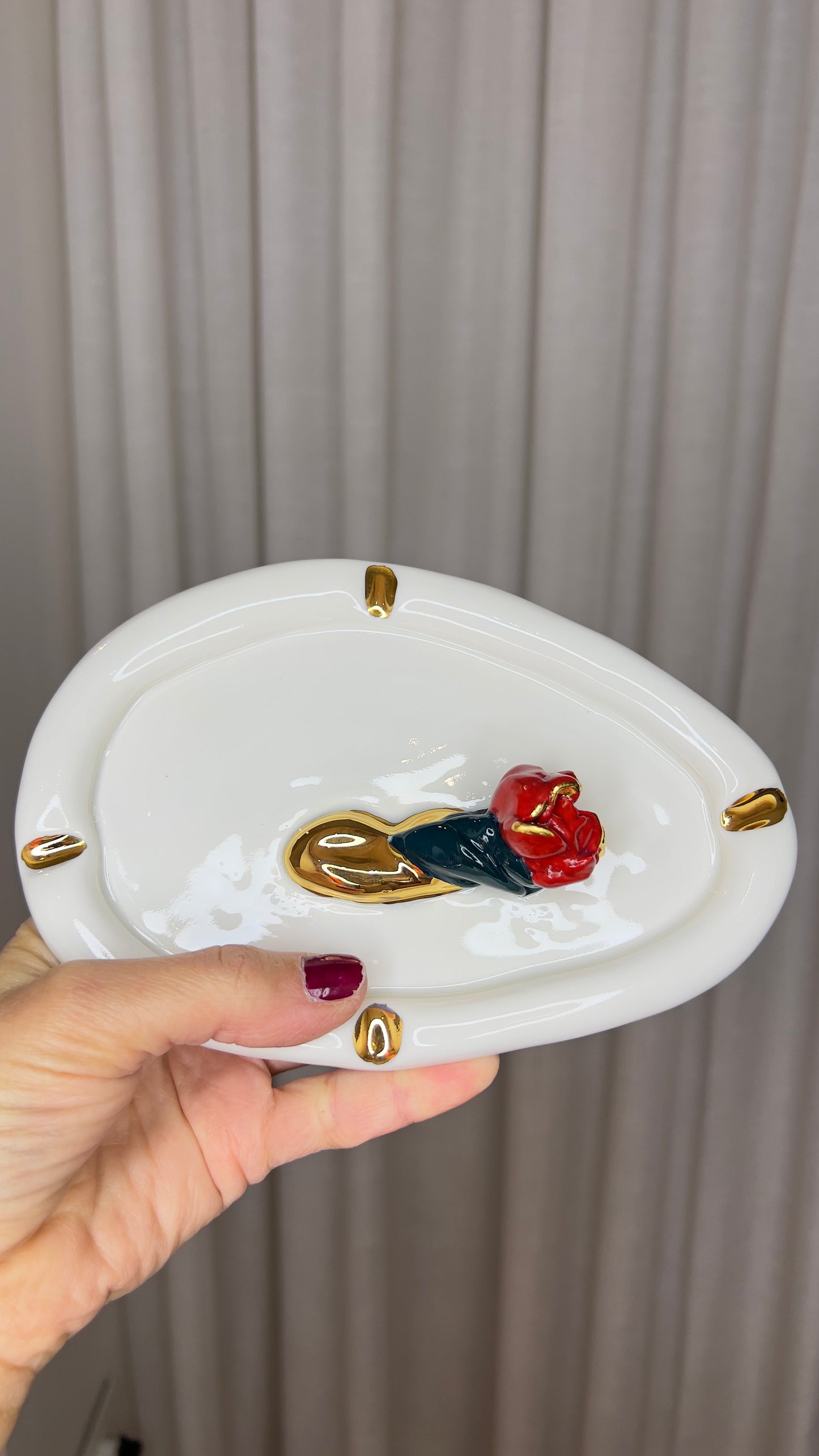 Sending a Rose Ashtray in White Porcelain