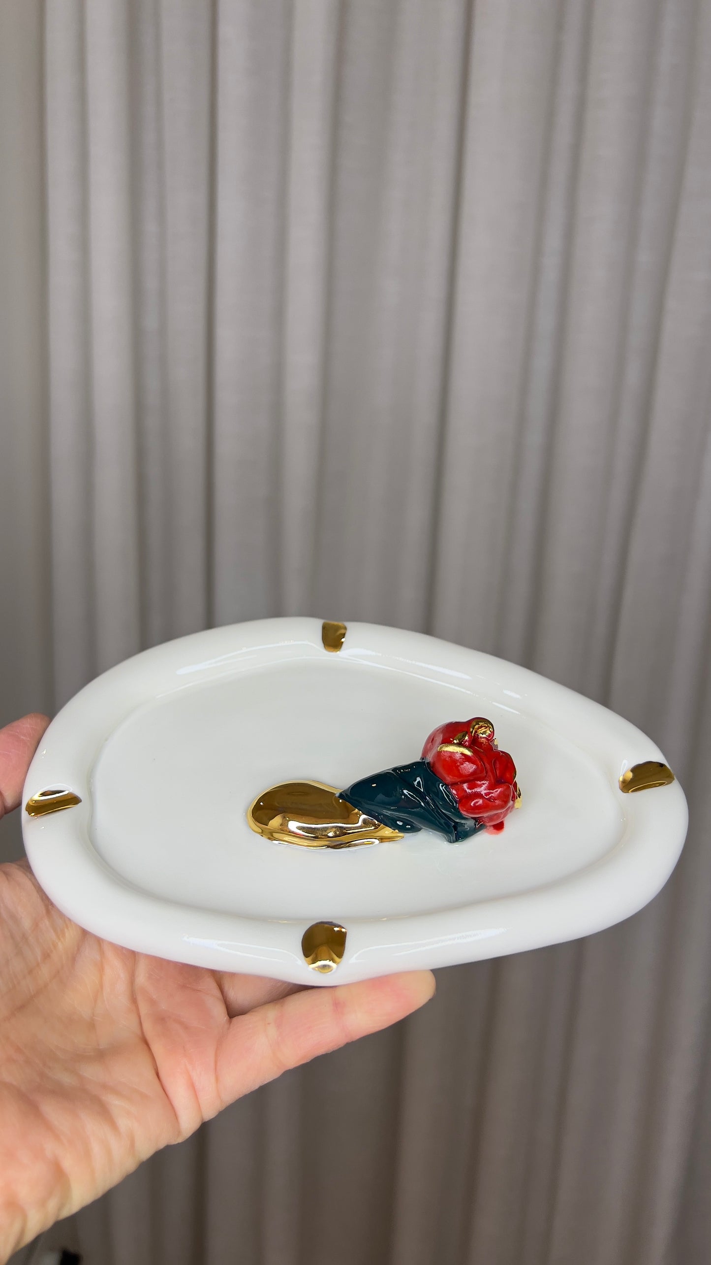 Sending a Rose Ashtray in White Porcelain