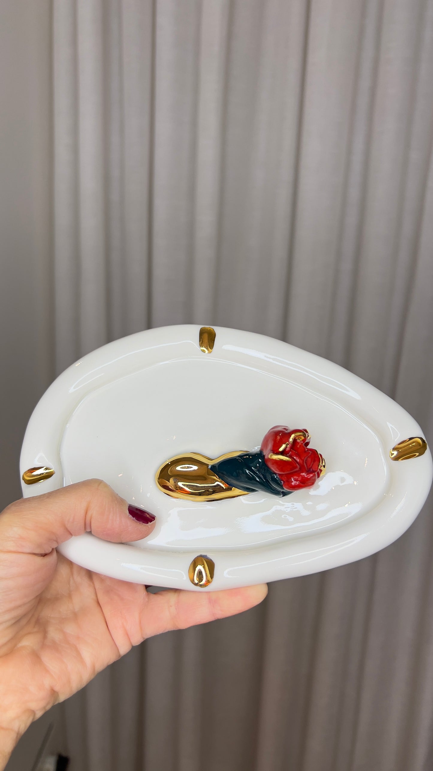 Sending a Rose Ashtray in White Porcelain