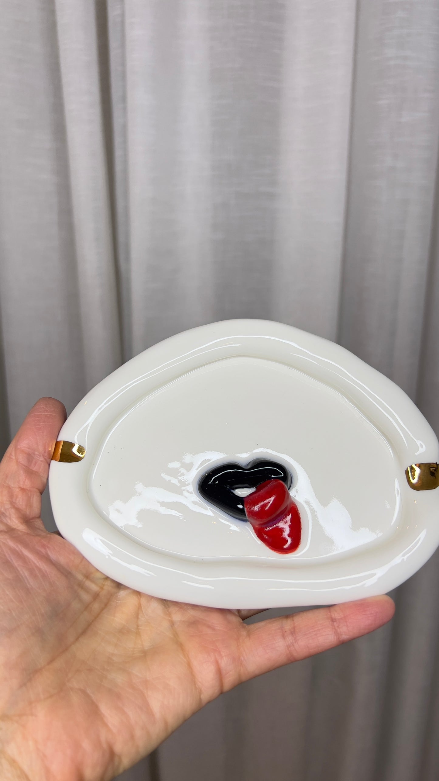 Never Mind Ashtray in White Porcelain by Hania Jneid