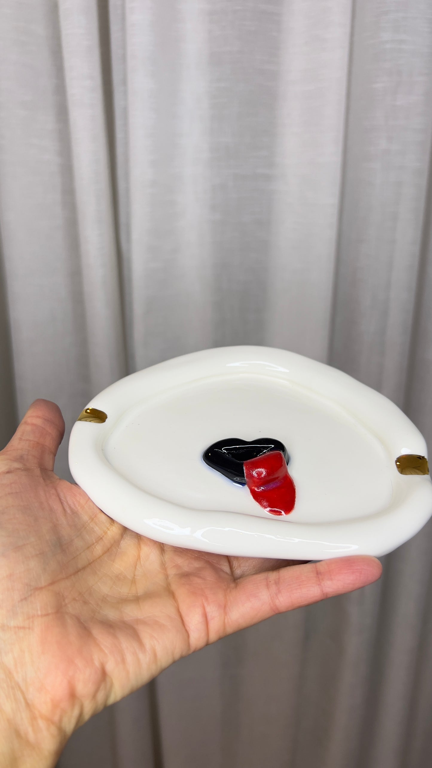 Never Mind Ashtray in White Porcelain by Hania Jneid