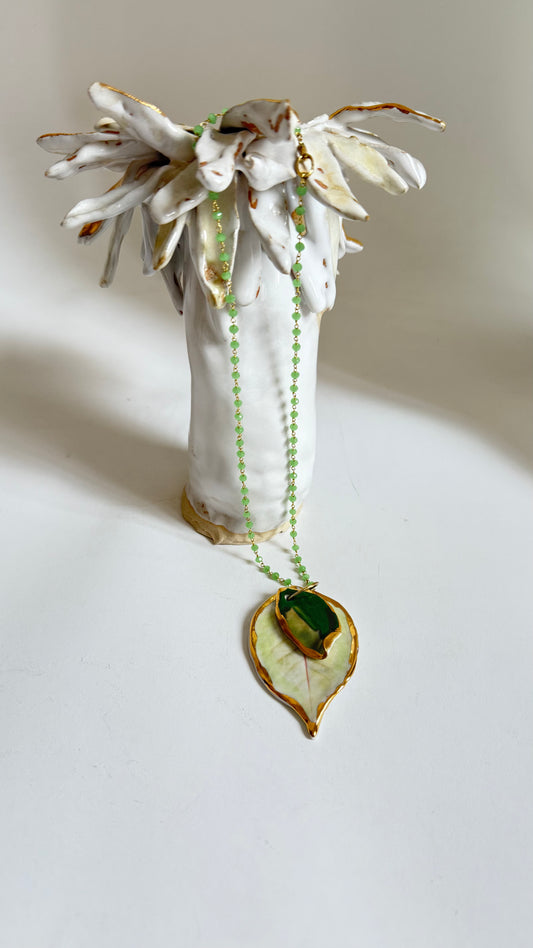 Leaf Me Alone Porcelain and Silver Pendant
