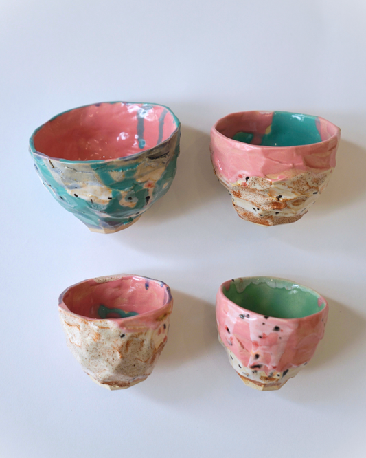 Color Drift Tea Cups in Stoneware