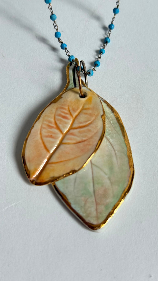 Twig Tints Porcelain and Silver Pendant