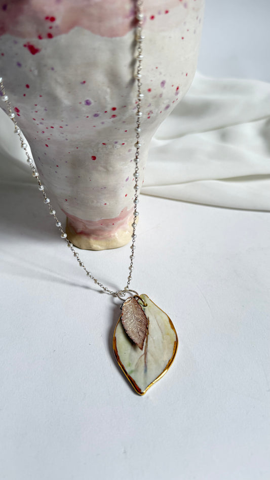 Tiny Forest Porcelain and Silver Pendant