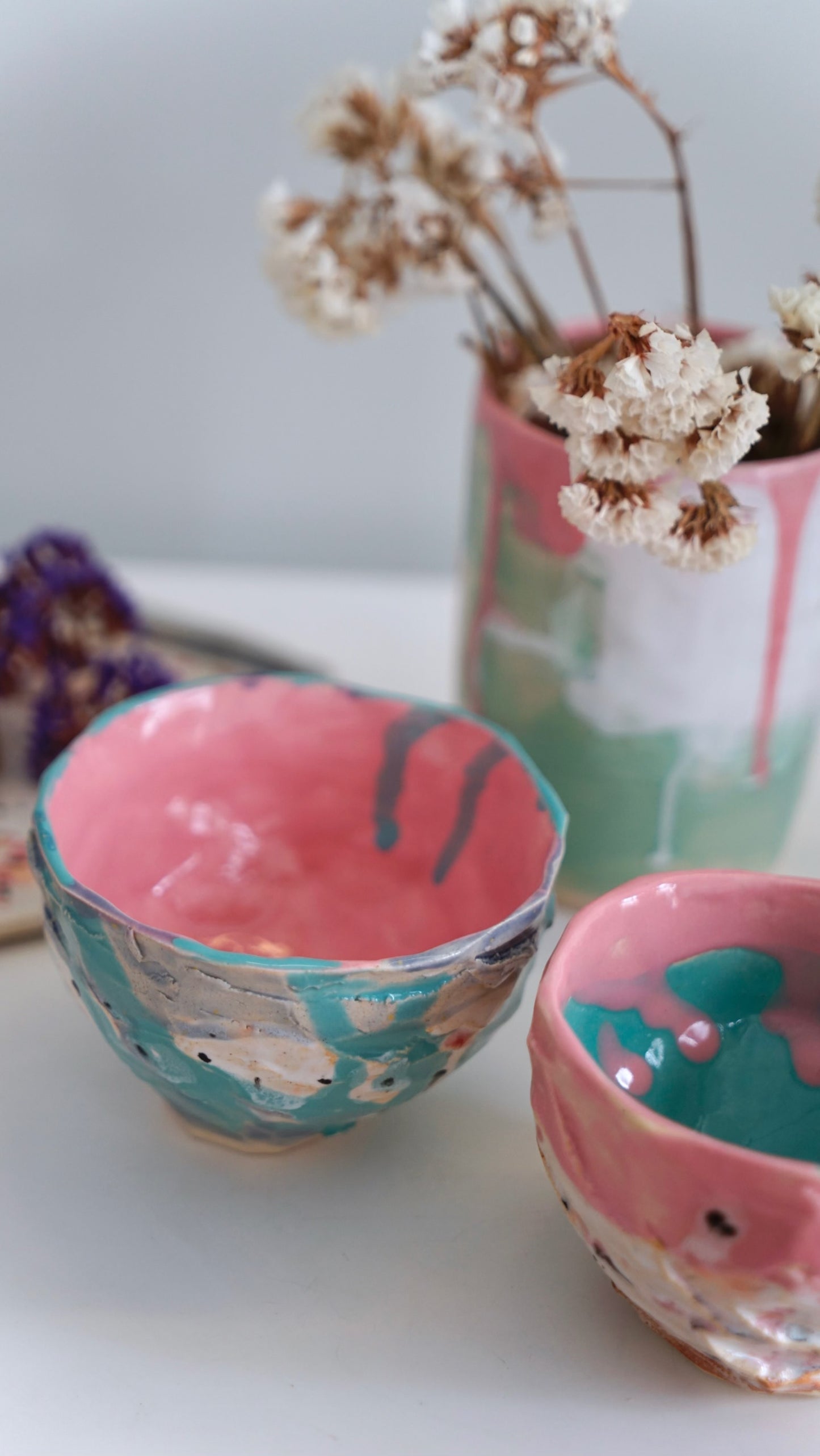 Color Drift Tea Cups in Stoneware
