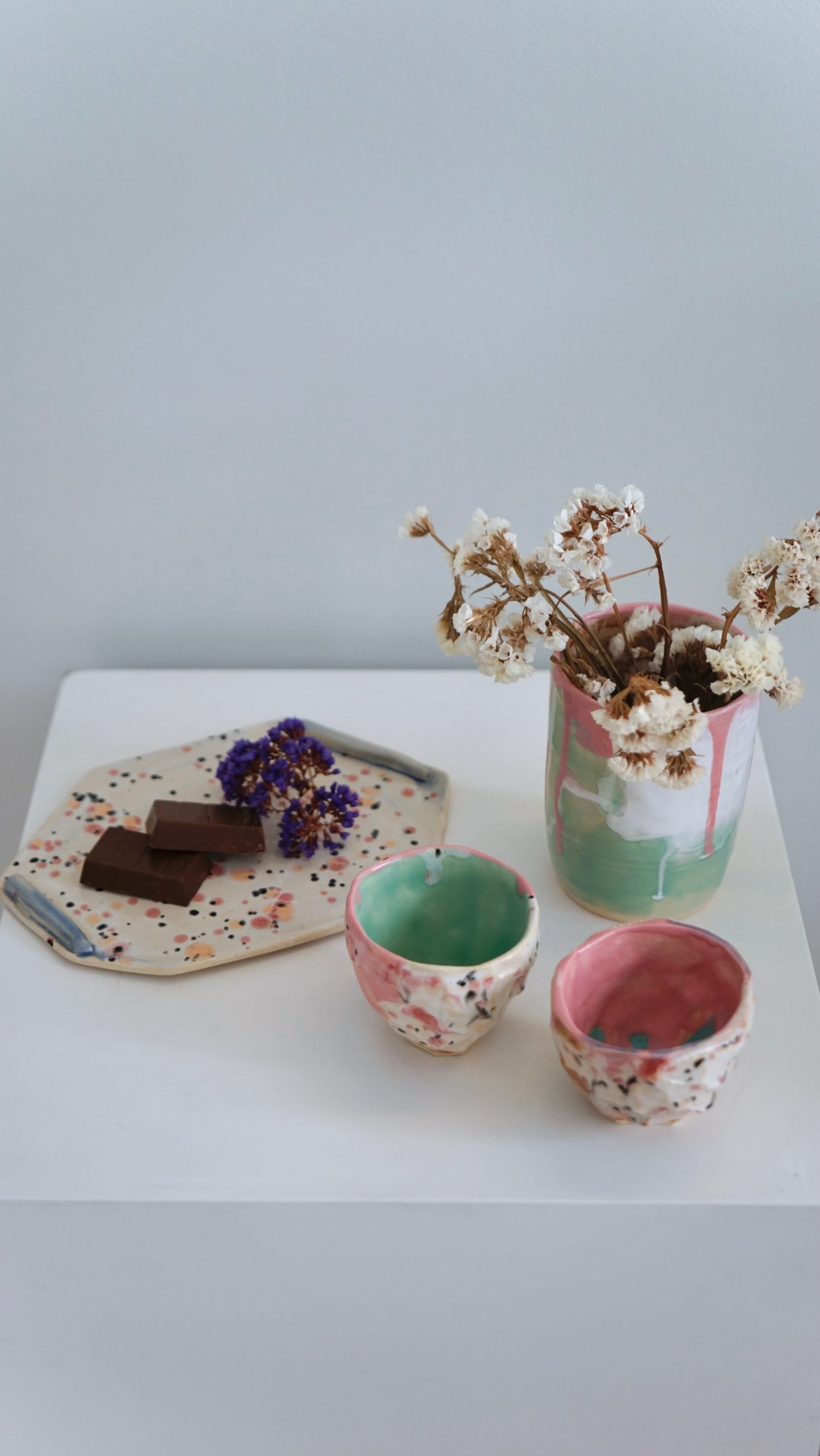 Color Drift Tea Cups in Stoneware