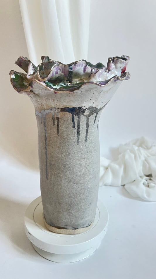 Olé Vase Grey Green Pink