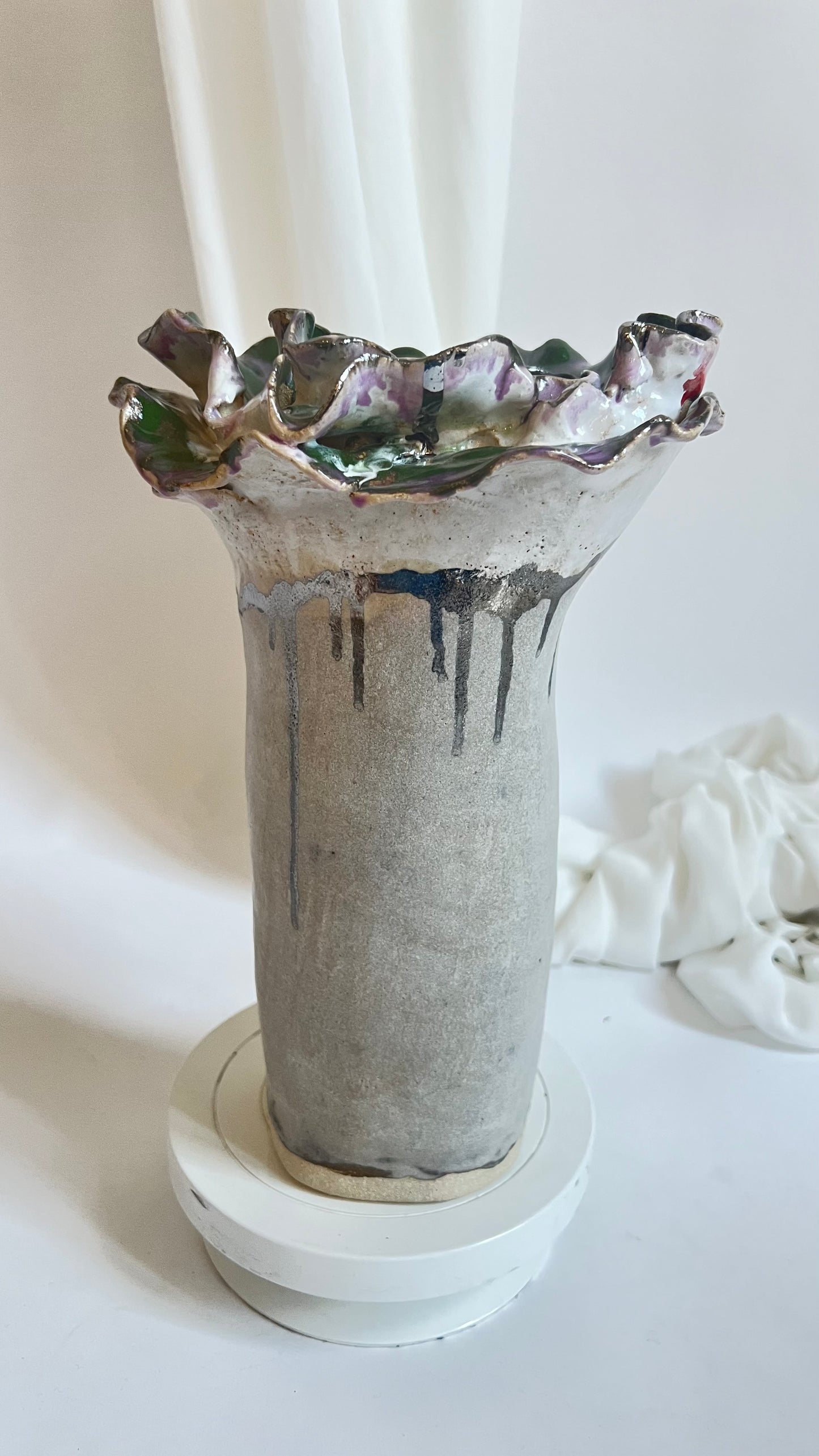 Olé Vase Grey Green Pink