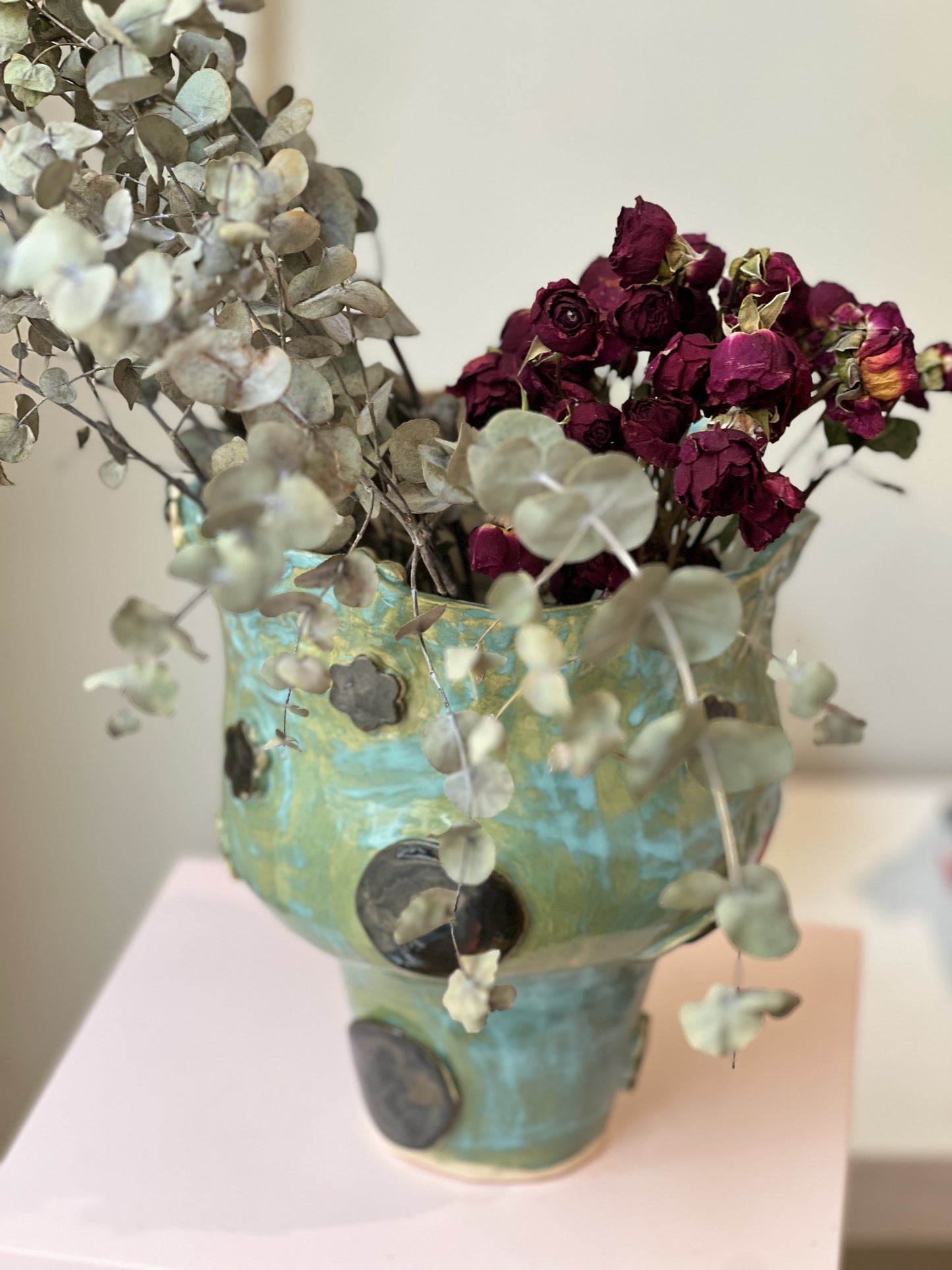 Mirrored Green Stoneware Vase