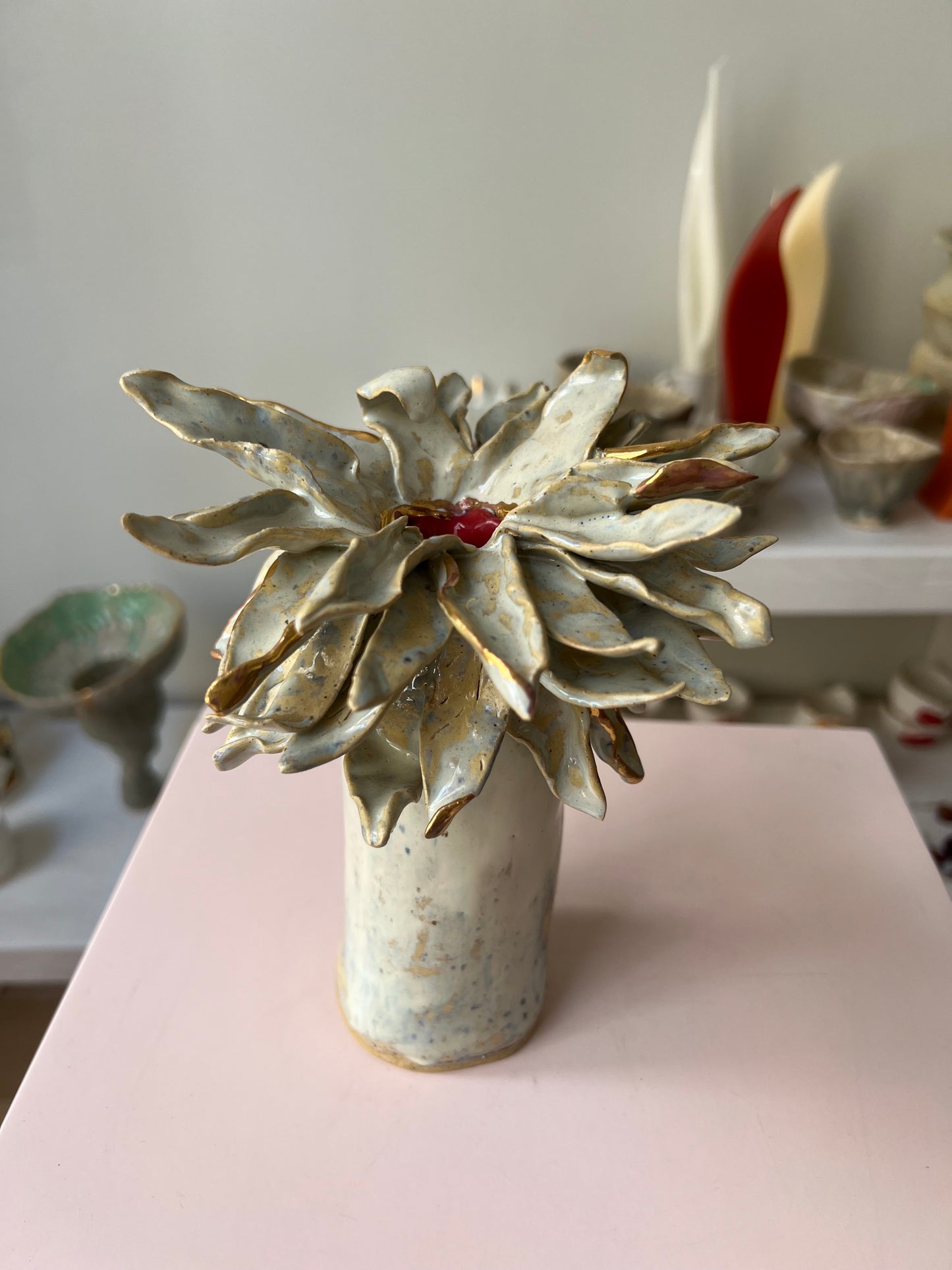 Floral Vase _ Color Variations in Pink, Whites and Bronze