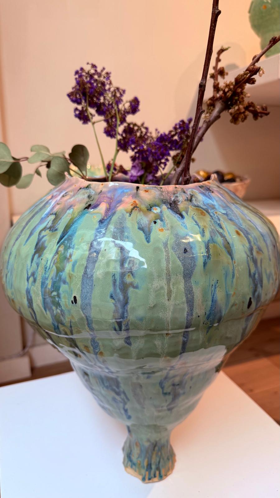 Naive Jungle Green Vessel  in Stoneware