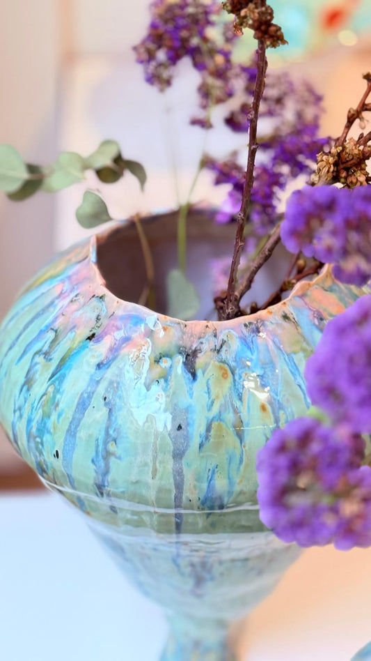 Naive Jungle Green Vessel  in Stoneware