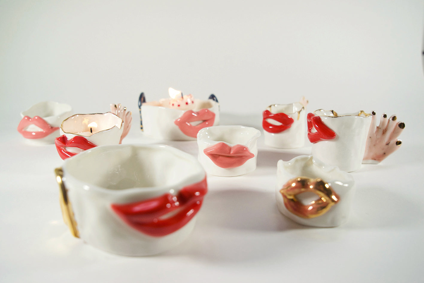 Lips Candy Holder in white porcelain
